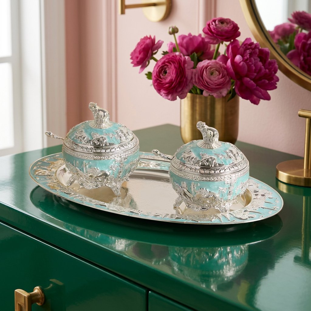 Imperial Elephant Bowl Set with Matching Tray