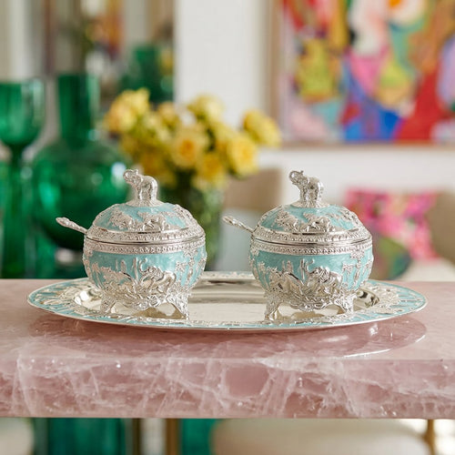 Imperial Elephant Bowl Set with Matching Tray