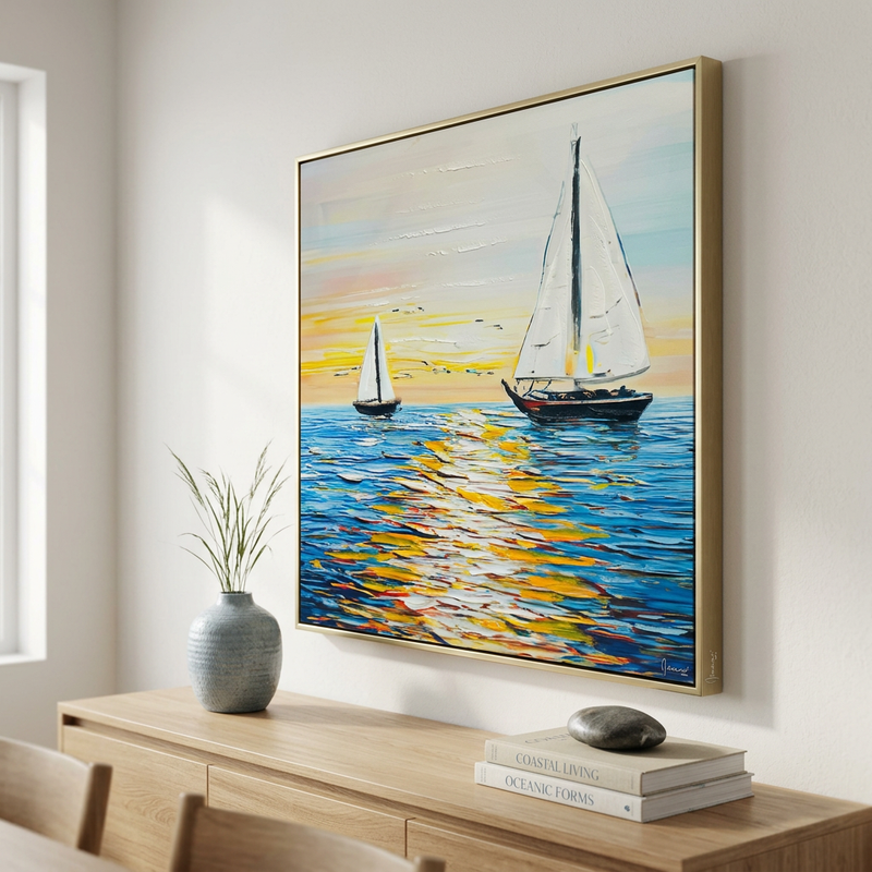 Nautical Sunset Seascape Framed Wall Art
