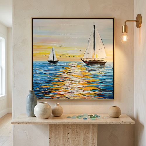 Nautical Sunset Seascape Framed Wall Art