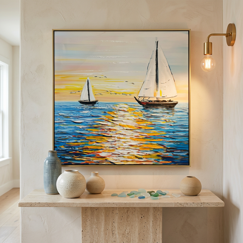 Nautical Sunset Seascape Framed Wall Art