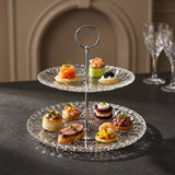 Elegant Glass 2 Tiered Serving Platter Stand