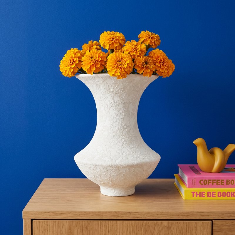Elegant Chalk White Textured Sculptural Vase