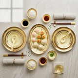 Imperial Soft Cream & Textured Gold Rim Dinnerware Set 35 Pcs