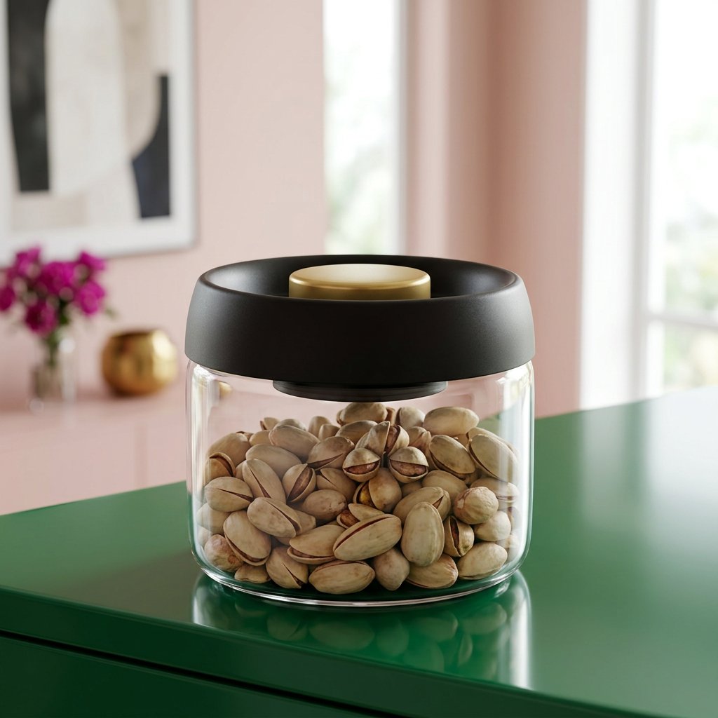 Modern Airtight Glass Storage Jar with Vacuum Press Lid