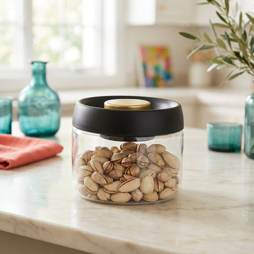 Modern Airtight Glass Storage Jar with Vacuum Press Lid