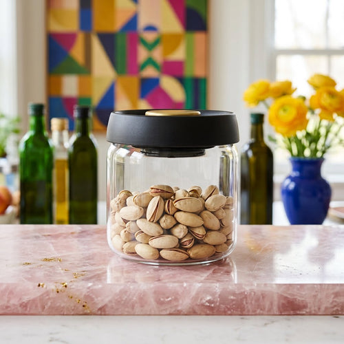 Elegant Glass Storage Jar with Push-Button Airtight Lid