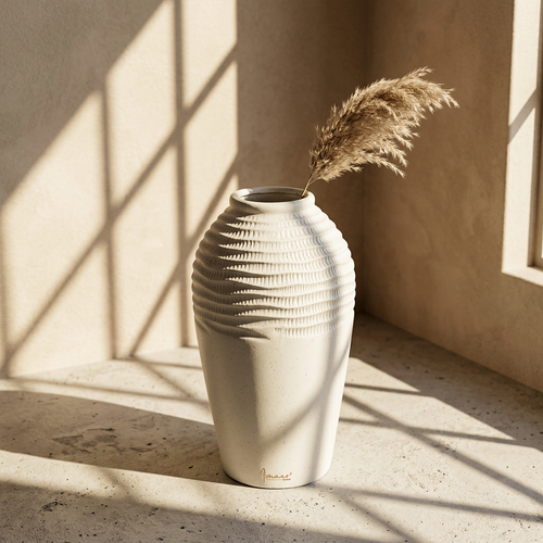 Matte Speckled White Flower Vase