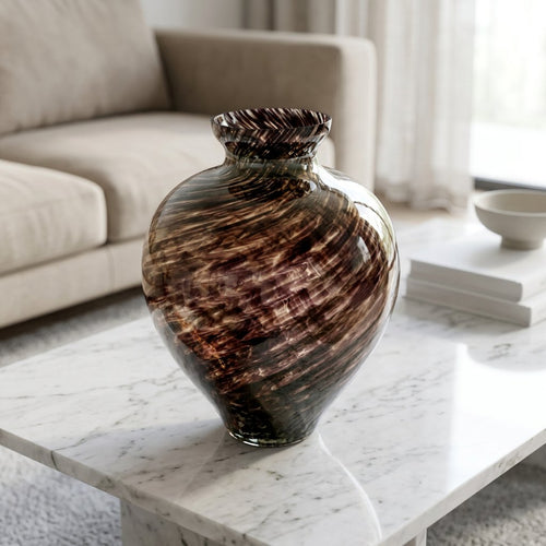 Elegant Amethyst Swirl Art Glass Vase