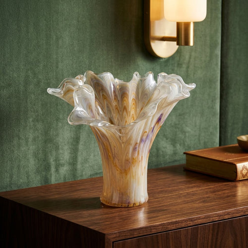 Elegant Wavy Rim Decor Vase