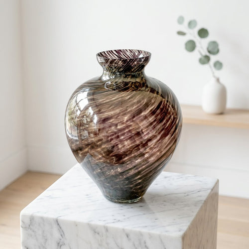 Elegant Amethyst Swirl Art Glass Vase