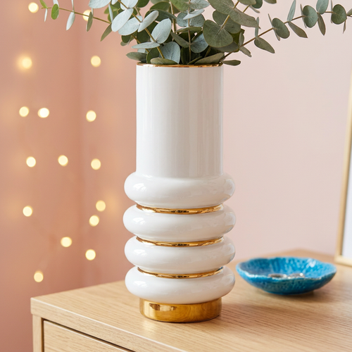 Elegant Luxe Gilded Ring Column Vase