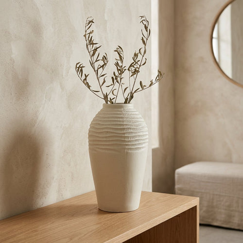 Matte Speckled White Flower Vase