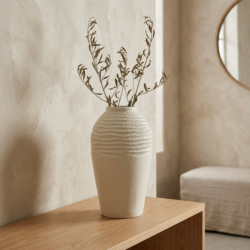 Matte Speckled White Flower Vase