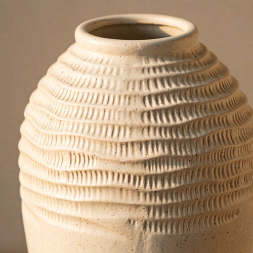 Matte Speckled White Flower Vase