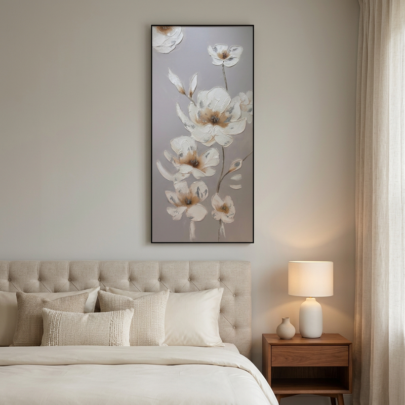 Serene Magnolia Textured Framed Canvas Art