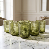 Mint Sage Spiral Swirl Glass Set 6 Piece (250 ML)