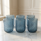 Elegant Ocean Blue Spiral Swirl Glass Set 6 Piece (250 ML)