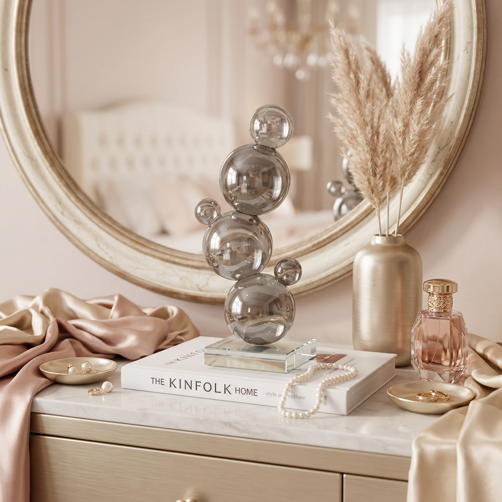 Elegant Smoked Crystal Bubble Sculpture