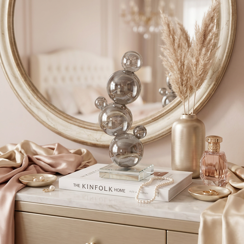 Elegant Smoked Crystal Bubble Sculpture