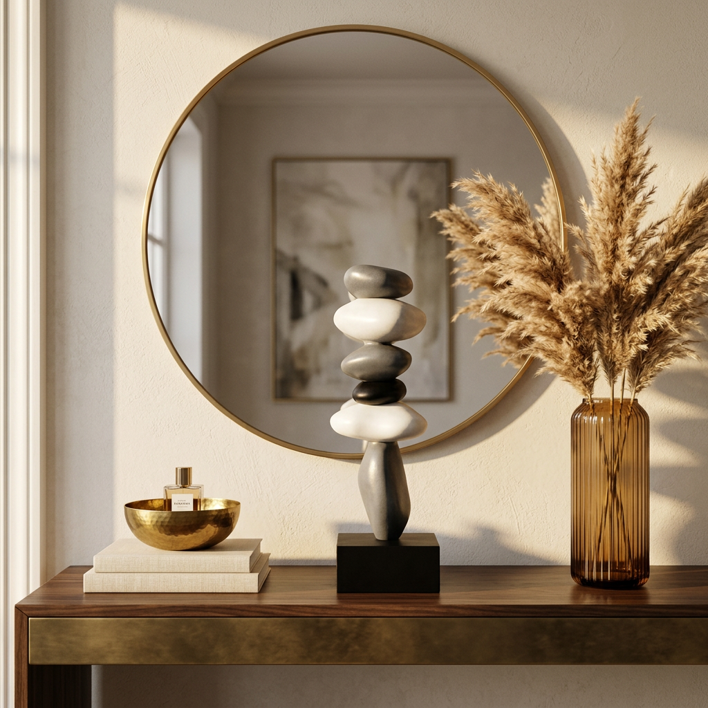 Abstract Balanced Stone Figurine on Gallery Base