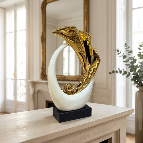 Abstract Flora Ivory & Gold Sculpture