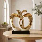 Abstract Dual Apple Ivory & Gold Sculpture