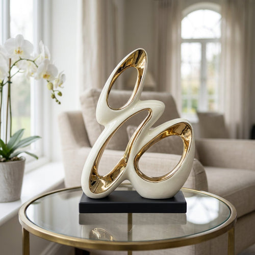 Abstract Triple Loop Ceramic Sculpture