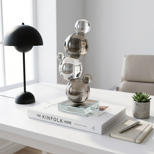 Elegant Smoked Crystal Bubble Sculpture