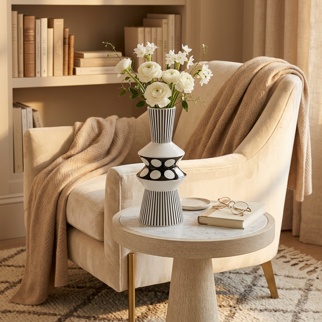 Monochrome Optical Geometric Vase