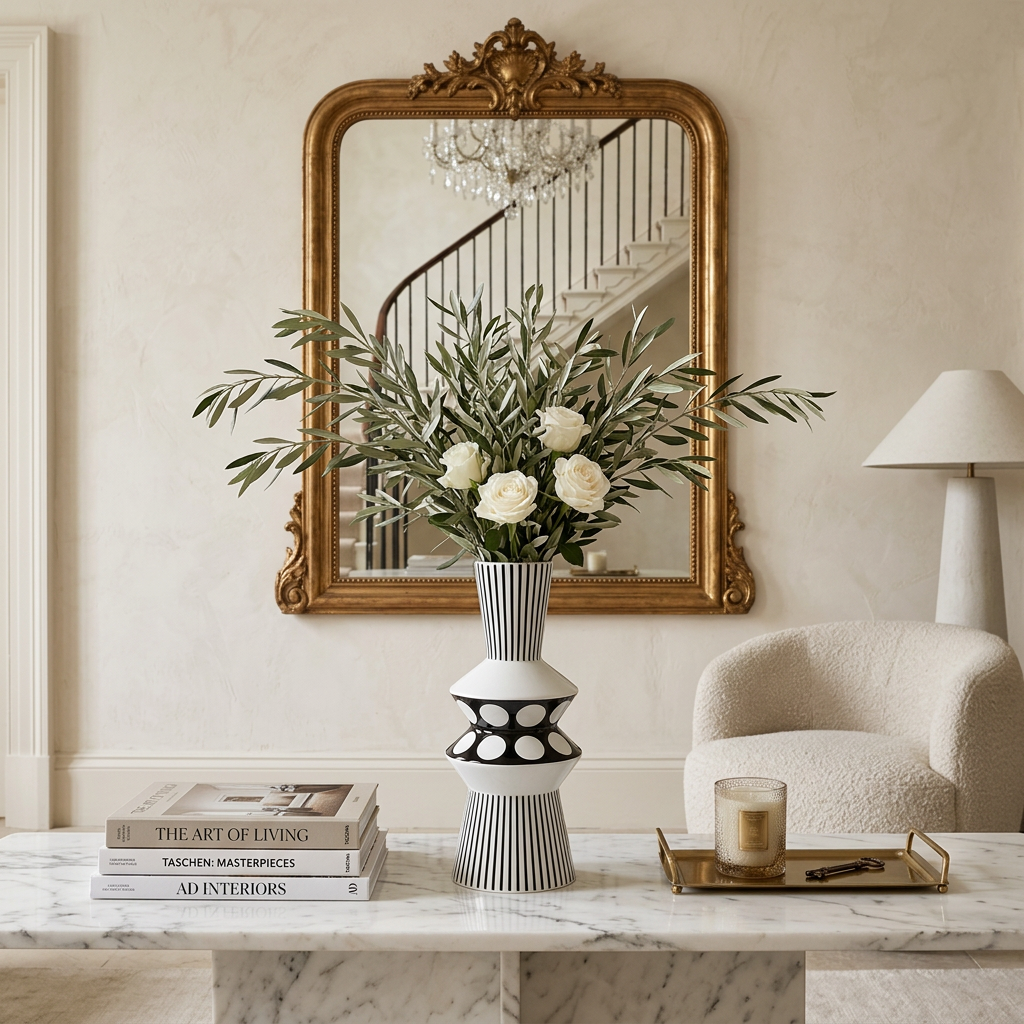 Monochrome Optical Geometric Vase