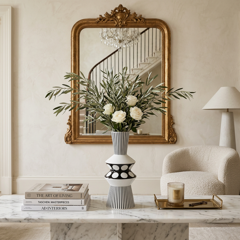 Monochrome Optical Geometric Vase