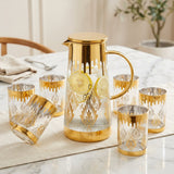 Elegant Midas Touch Glass Water Set of 7