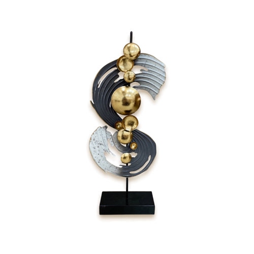 Modern Abstract Gold & Grey Sculpture