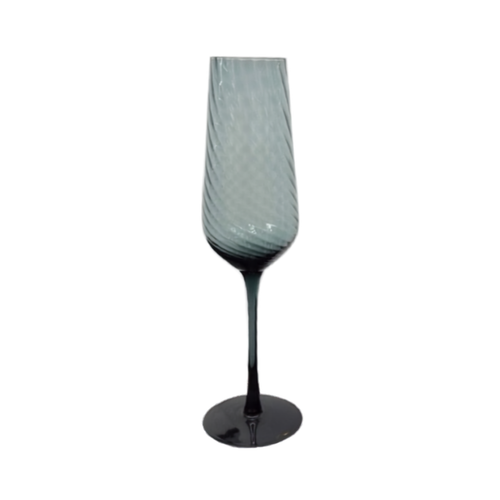 Luxury Smoke Grey Spiral Champagne Flute Set of 6