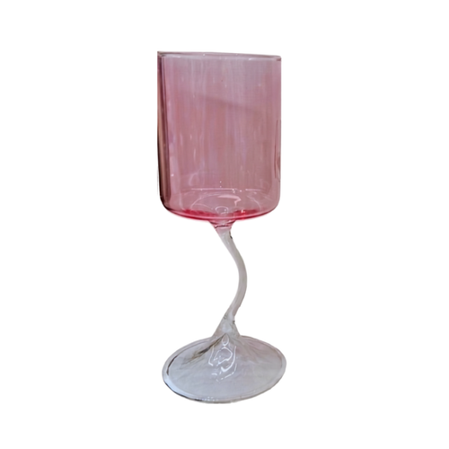 Aurora Wave Stem Rose Wine Glasses Set of 6