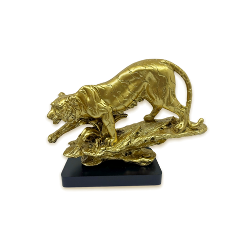 Artisan Golden Prowling Tiger Sculpture