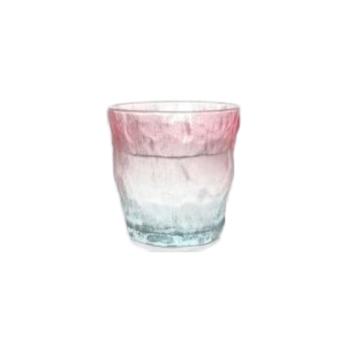 Pink and Blue Ombre Hammered Glass Set of 6