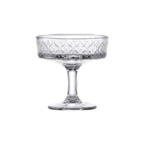 Vintage Embossed Crystal Coupe Glasses Set of 6