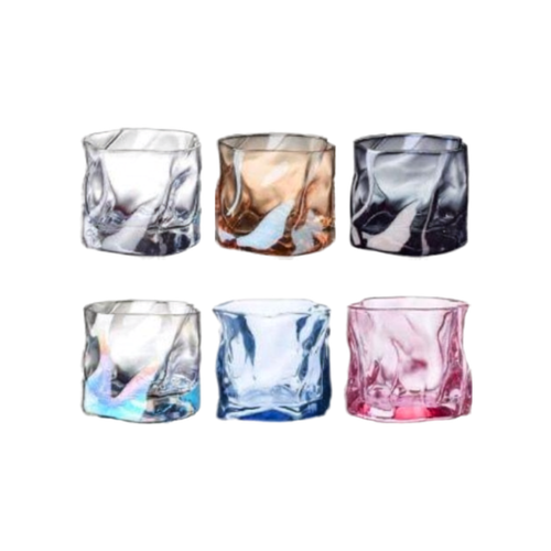 Iridescent Crumpled Glass Tumbler Set