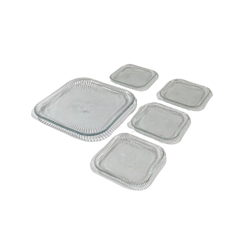 Fluted Crystal Glass Serving Tray Set of 7