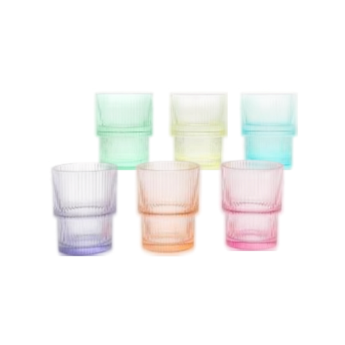 6 Piece Colorful Stackable Glassware Set