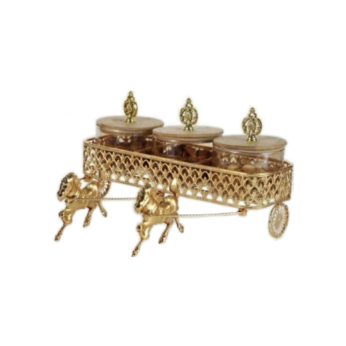 Royal Gold Horse Chariot Dry Fruit Jar Set