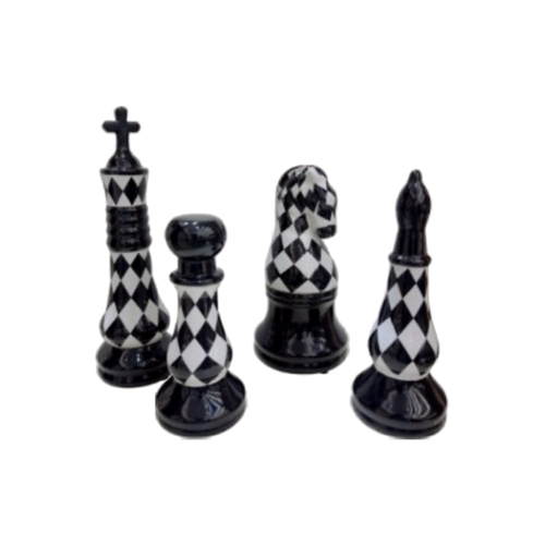 Monochrome Diamond Chess Piece Sculpture Set of 4