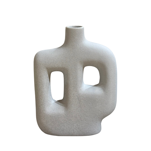 Modern Abstract Decorative Vase – Textured White Finish