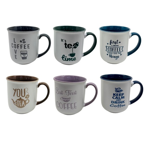 Artisan Ceramic Coffee & Tea Mug Collection – 6 Typography Variants
