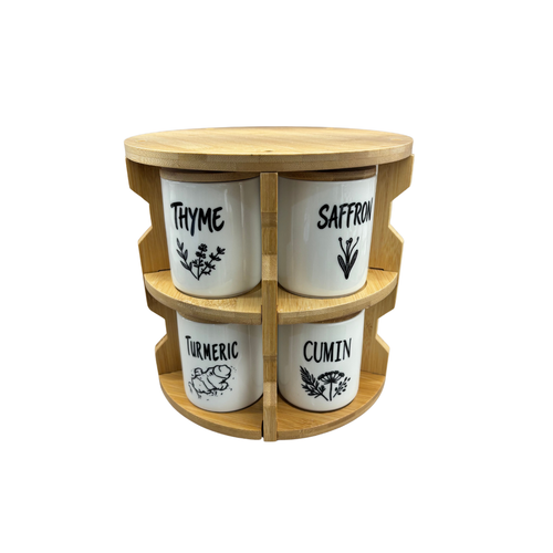 Botanical Printed Ceramic Spice Container Set