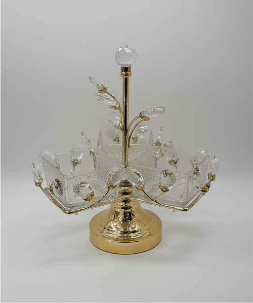 Luxe Crystal Square Bowl Dry Fruit & Condiment Server Set