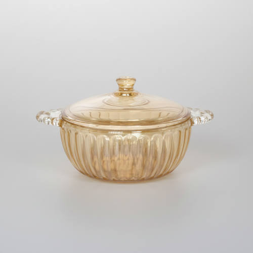 Honey Iridescent Glass Covered Casserole & Serving Bowl