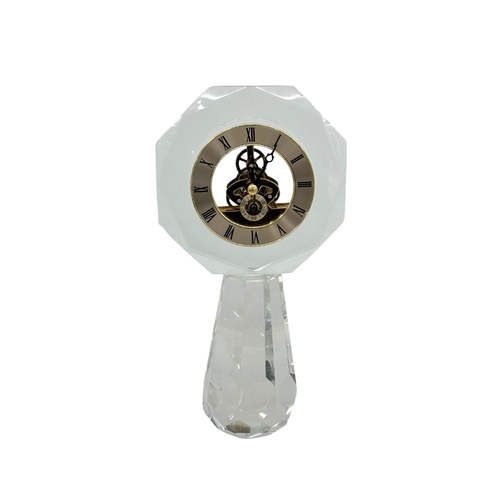 Octagonal Skeleton Movement Crystal Desk Clock